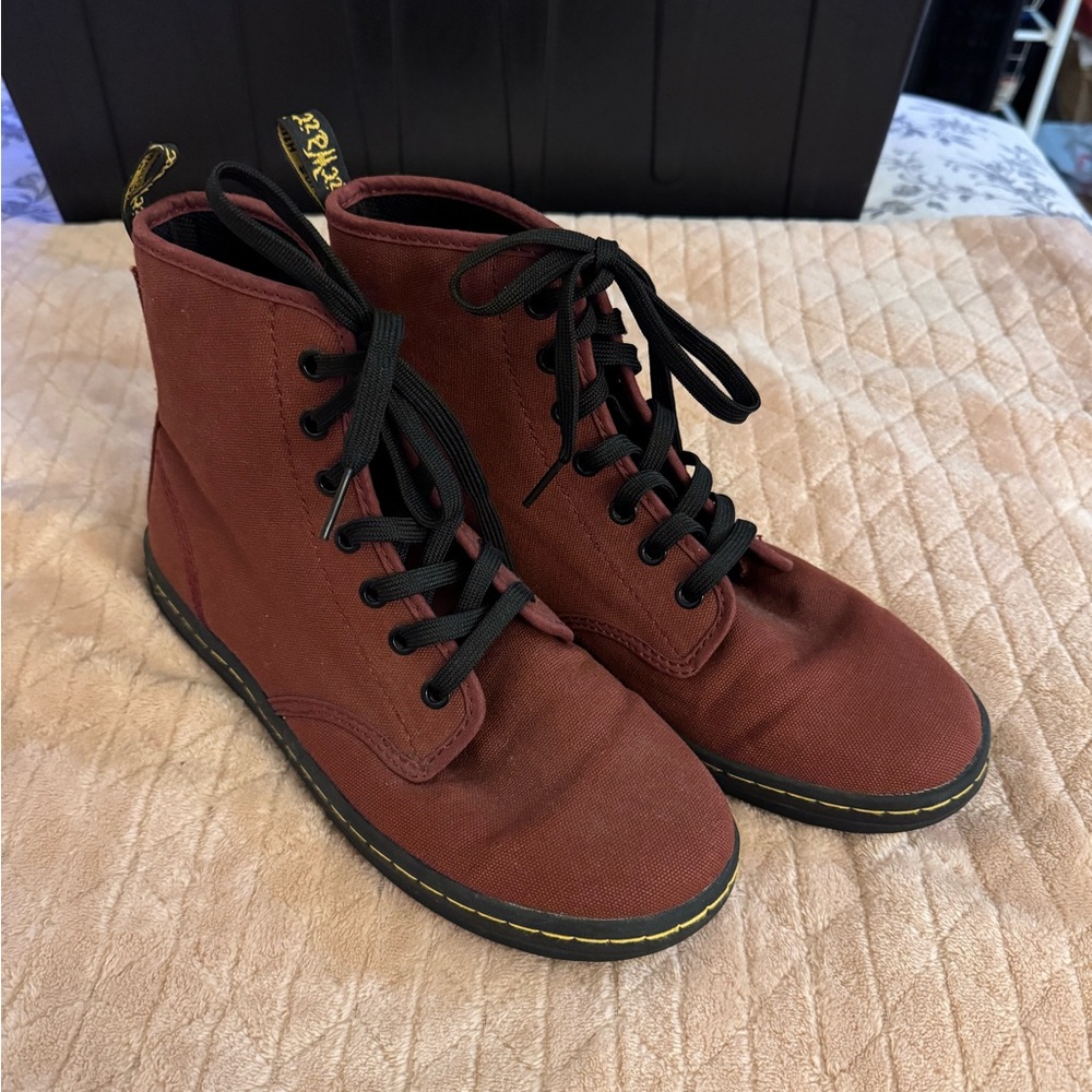 Dr. Marten’s Red Canvas Lace-Up Boots